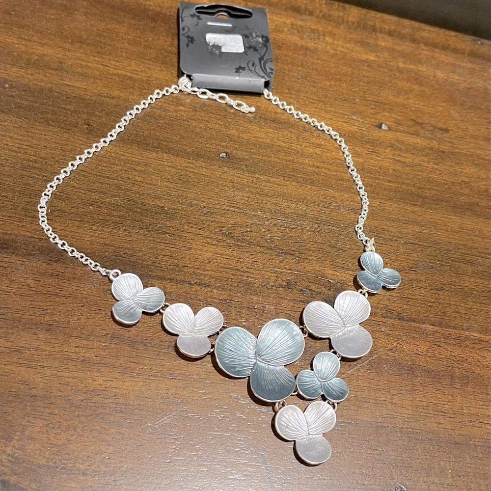 Two tone necklace with brushed silver and golden design 16” plus extender NWT